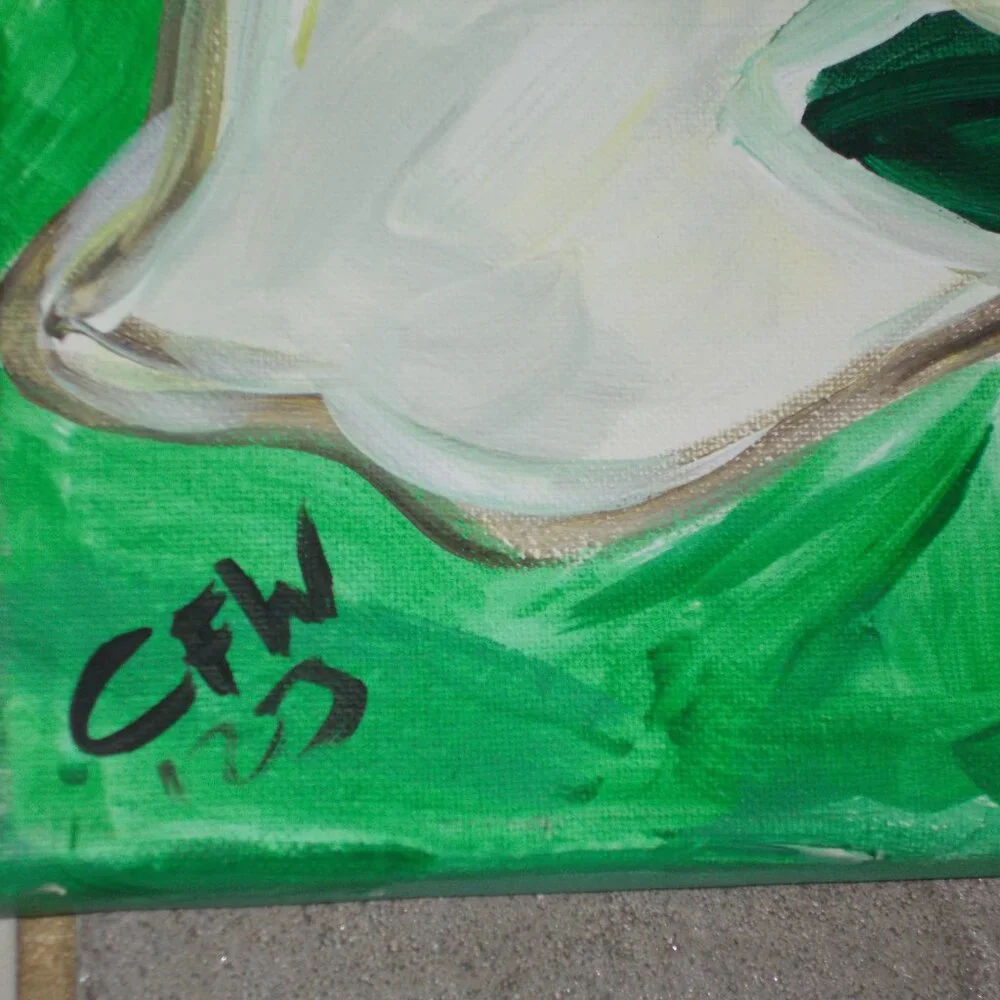 Gorgeous Magnolia Floral acrylic painting on 16"x20" stretched canvas, signed - Picture 3 of 4